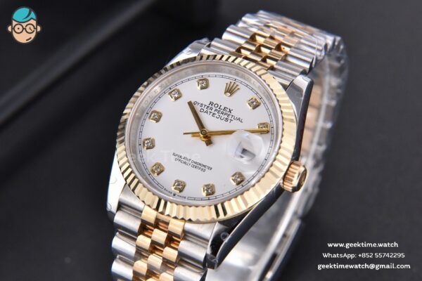 DateJust 36MM 904L YG/SS GMF Fluted Bezel White Dial Roma Marker Jubilee Bracelet VR3235