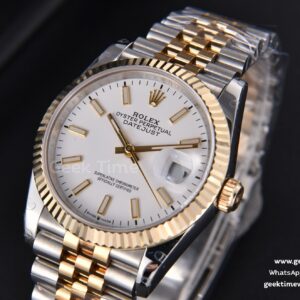 DateJust 36MM 904L YG/SS GMF Fluted Bezel White Dial Lume Marker Jubilee Bracelet VR3235