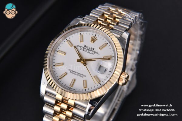 DateJust 36MM 904L YG/SS GMF Fluted Bezel White Dial Lume Marker Jubilee Bracelet VR3235