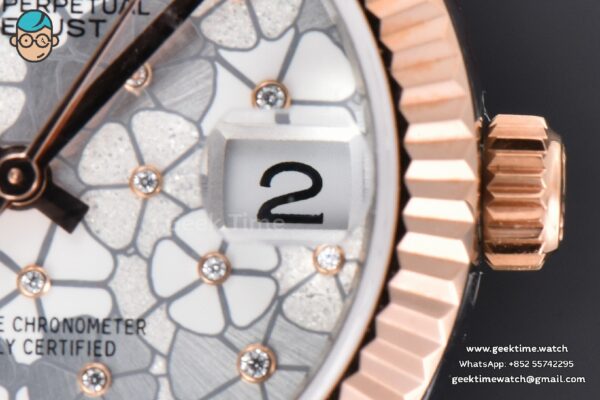 DateJust 31MM 904L RG/SS GMF Fluted Bezel Silver Flowers Dial Jubilee Bracelet A2824 - Image 8
