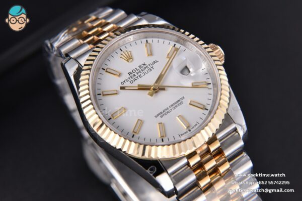 DateJust 36MM 904L YG/SS GMF Fluted Bezel White Dial Lume Marker Jubilee Bracelet VR3235 - Image 10