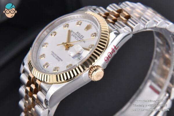 DateJust 36MM 904L YG/SS GMF Fluted Bezel White Dial Roma Marker Jubilee Bracelet VR3235 - Image 13