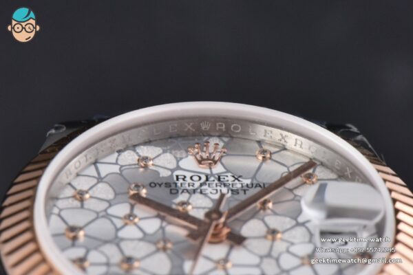 DateJust 31MM 904L RG/SS GMF Fluted Bezel Silver Flowers Dial Jubilee Bracelet A2824 - Image 13