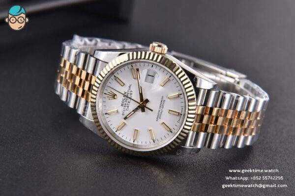 DateJust 36MM 904L YG/SS GMF Fluted Bezel White Dial Lume Marker Jubilee Bracelet VR3235 - Image 14