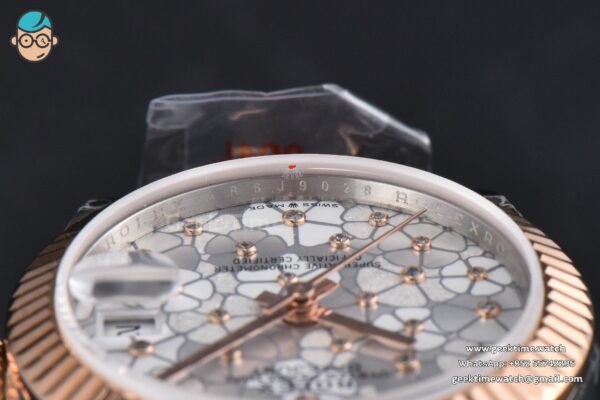 DateJust 31MM 904L RG/SS GMF Fluted Bezel Silver Flowers Dial Jubilee Bracelet A2824 - Image 14
