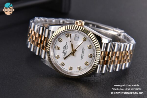DateJust 36MM 904L YG/SS GMF Fluted Bezel White Dial Roma Marker Jubilee Bracelet VR3235 - Image 14