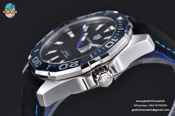Aquaracer Caliber 5 43mm OF Black Dial Blue Hand Black Nylon Strap SW200 - Image 8