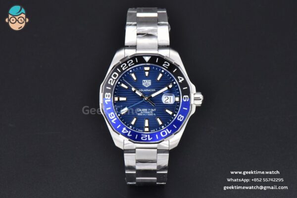 Aquaracer Caliber 5 GMT 43mm OF Blue/Black Bezel Blue Dial SS Bracelet SW200 - Image 2
