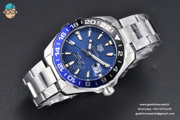 Aquaracer Caliber 5 GMT 43mm OF Blue/Black Bezel Blue Dial SS Bracelet SW200 - Image 3