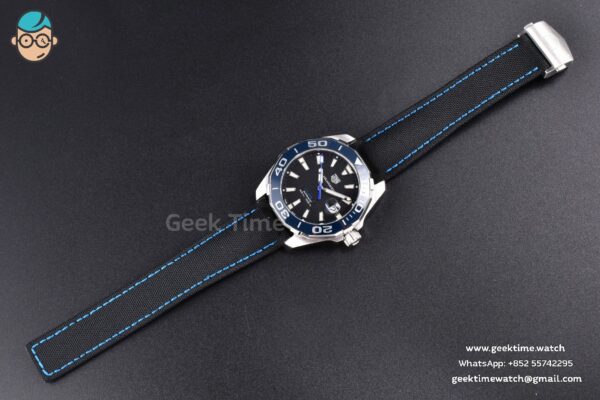 Aquaracer Caliber 5 43mm OF Black Dial Blue Hand Black Nylon Strap SW200 - Image 29