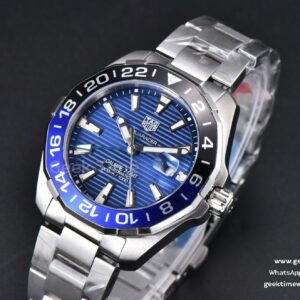 Aquaracer Caliber 5 GMT 43mm OF Blue/Black Bezel Blue Dial SS Bracelet SW200