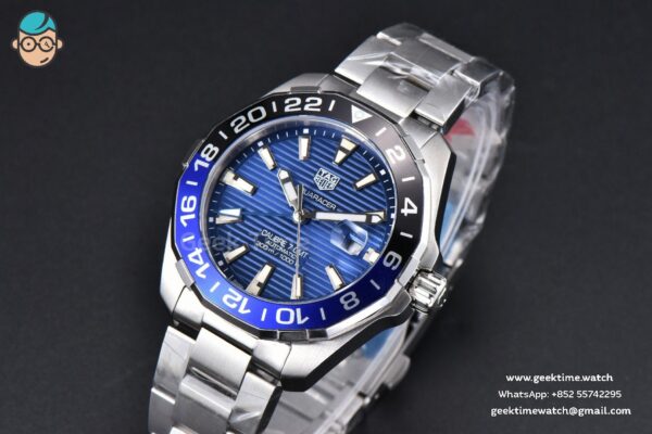 Aquaracer Caliber 5 GMT 43mm OF Blue/Black Bezel Blue Dial SS Bracelet SW200
