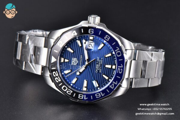 Aquaracer Caliber 5 GMT 43mm OF Blue/Black Bezel Blue Dial SS Bracelet SW200 - Image 5