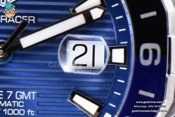 Aquaracer Caliber 5 GMT 43mm OF Blue/Black Bezel Blue Dial SS Bracelet SW200 - Image 7
