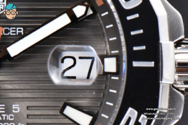 Aquaracer Caliber 5 43mm OF Black Dial Brown Hand Brown Leather Strap SW200 - Image 4