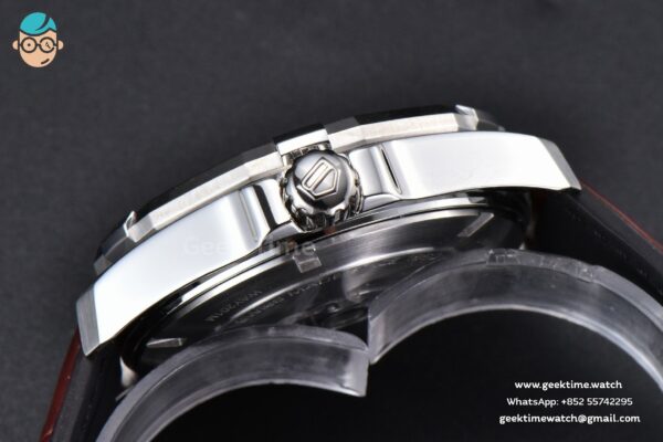 Aquaracer Caliber 5 43mm OF Black Dial Brown Hand Brown Leather Strap SW200 - Image 12