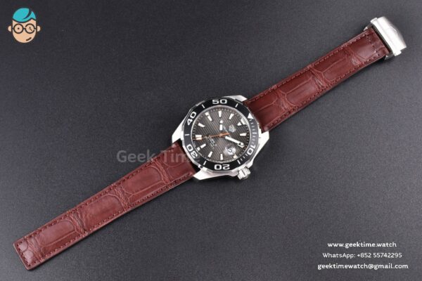 Aquaracer Caliber 5 43mm OF Black Dial Brown Hand Brown Leather Strap SW200 - Image 30