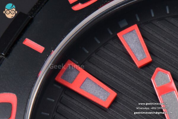 Aquaracer Caliber 5 43mm OF Ceramic Black Red Hand Dial Black Nylon Strap SW200 - Image 3