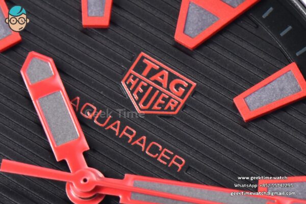 Aquaracer Caliber 5 43mm OF Ceramic Black Red Hand Dial Black Nylon Strap SW200 - Image 4