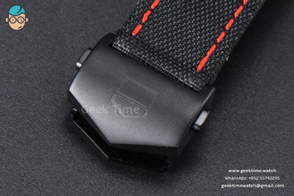 Aquaracer Caliber 5 43mm OF Ceramic Black Red Hand Dial Black Nylon Strap SW200 - Image 14