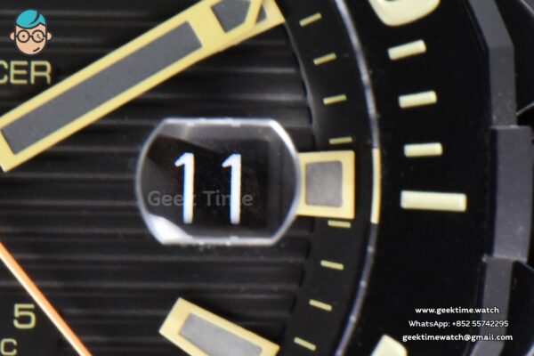 Aquaracer Caliber 5 43mm OF Ceramic Black Dial Yellow Hand Brown Nylon Strap SW200 - Image 7
