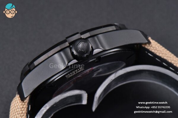 Aquaracer Caliber 5 43mm OF Ceramic Black Dial Yellow Hand Brown Nylon Strap SW200 - Image 12