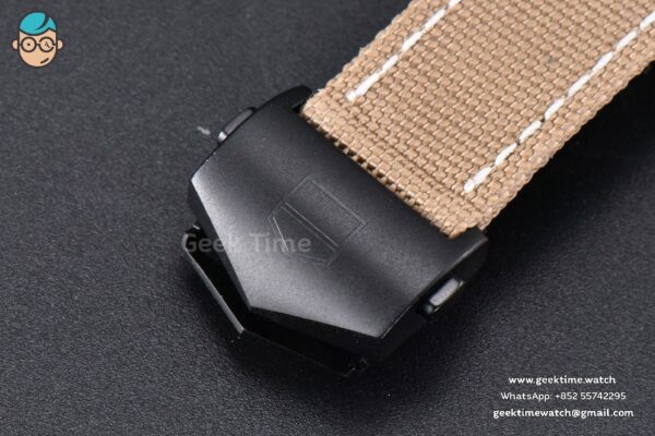 Aquaracer Caliber 5 43mm OF Ceramic Black Dial Yellow Hand Brown Nylon Strap SW200 - Image 14