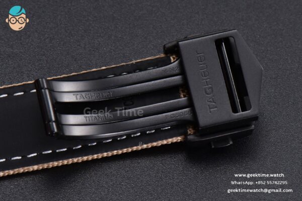 Aquaracer Caliber 5 43mm OF Ceramic Black Dial Yellow Hand Brown Nylon Strap SW200 - Image 20