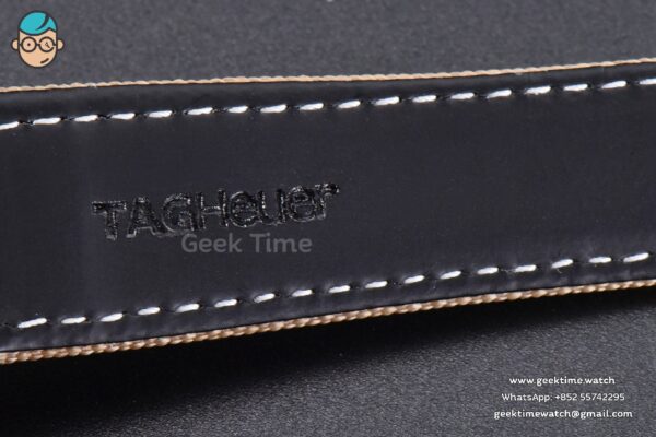 Aquaracer Caliber 5 43mm OF Ceramic Black Dial Yellow Hand Brown Nylon Strap SW200 - Image 21