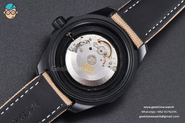Aquaracer Caliber 5 43mm OF Ceramic Black Dial Yellow Hand Brown Nylon Strap SW200 - Image 24