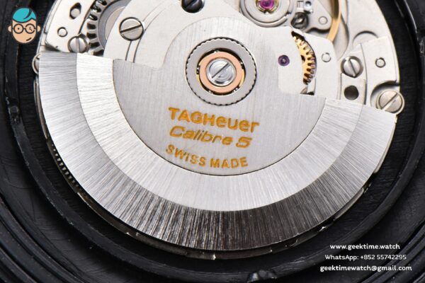 Aquaracer Caliber 5 43mm OF Ceramic Black Dial Yellow Hand Brown Nylon Strap SW200 - Image 25