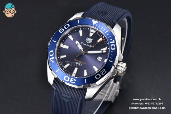 Aquaracer 300M 41mm OF Purple Dial Blue Rubber Strap