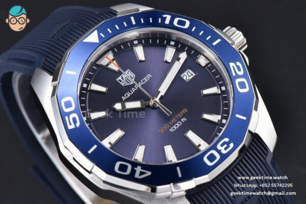Aquaracer 300M 41mm OF Purple Dial Blue Rubber Strap - Image 9