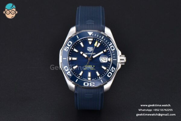 Aquaracer Caliber 5 43mm OF Dark Blue Dial Blue Rubber Strap SW200 - Image 2