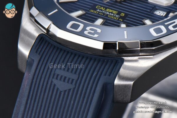 Aquaracer Caliber 5 43mm OF Dark Blue Dial Blue Rubber Strap SW200 - Image 8