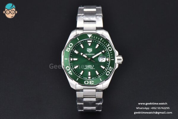 Aquaracer Calibre 5 OF 43MM Green Dial Green Bezel SS Bracelet Swiss SW200 - Image 2