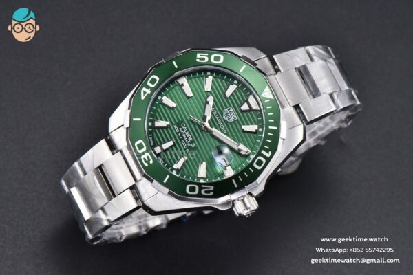 Aquaracer Calibre 5 OF 43MM Green Dial Green Bezel SS Bracelet Swiss SW200 - Image 3