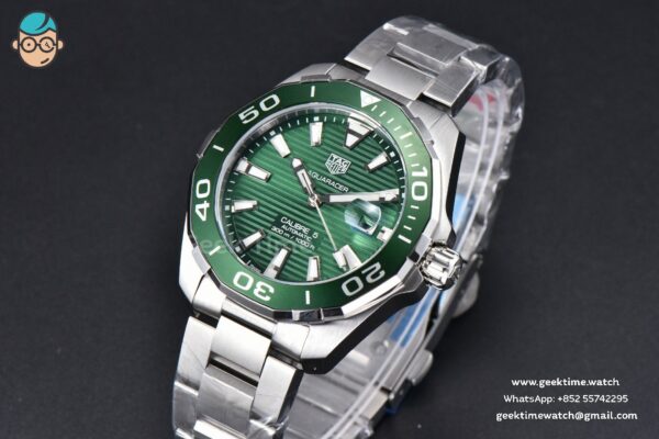 Aquaracer Calibre 5 OF 43MM Green Dial Green Bezel SS Bracelet Swiss SW200