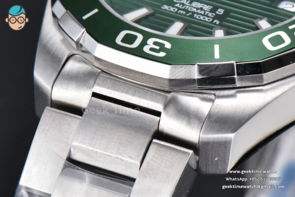 Aquaracer Calibre 5 OF 43MM Green Dial Green Bezel SS Bracelet Swiss SW200 - Image 9