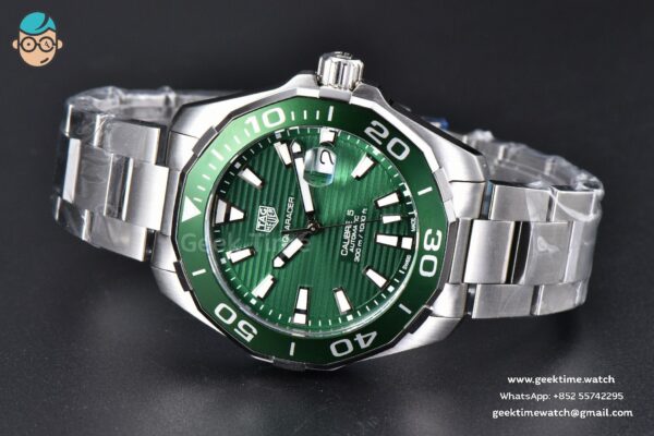 Aquaracer Calibre 5 OF 43MM Green Dial Green Bezel SS Bracelet Swiss SW200 - Image 12