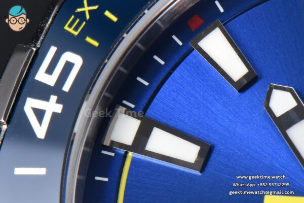 Aquaracer Calibre 5 OF 43MM Blue Dial Blue Bezel Yellow Hands SS Bracelet Swiss SW200 - Image 5