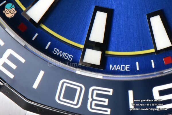 Aquaracer Calibre 5 OF 43MM Blue Dial Blue Bezel Yellow Hands SS Bracelet Swiss SW200 - Image 7