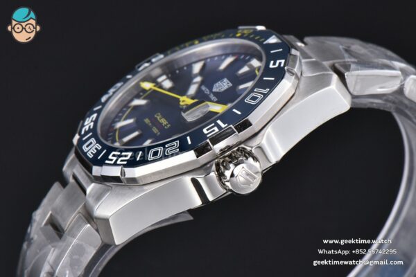Aquaracer Calibre 5 OF 43MM Blue Dial Blue Bezel Yellow Hands SS Bracelet Swiss SW200 - Image 10