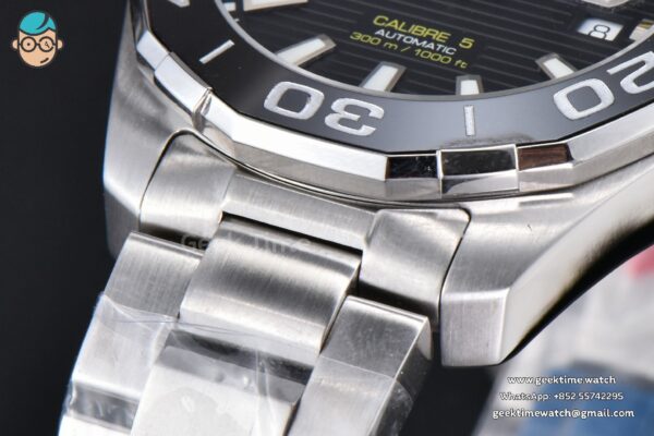 Aquaracer Caliber 5 43mm OF Black Dial Silver Hand SS Bracelet SW200 - Image 9