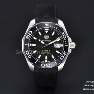 Aquaracer Calibre 5 OF 43mm Black Dial Black Bezel Rubber Strap Swiss SW200