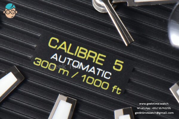 Aquaracer Calibre 5 OF 43MM Black Dial Black Bezel Rubber Strap Swiss SW200 - Image 5