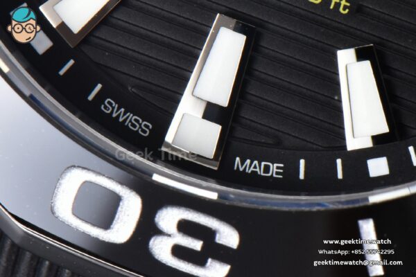 Aquaracer Calibre 5 OF 43MM Black Dial Black Bezel Rubber Strap Swiss SW200 - Image 6
