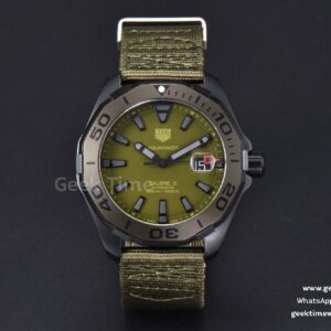 Aquaracer Calibre 5 OF 43mm Olive Dial Ti Bezel Nylon Strap Swiss SW200