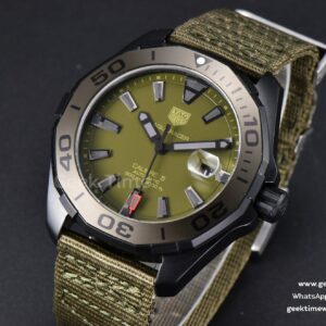 Aquaracer Calibre 5 OF 43MM Olive Dial Ti Bezel Nylon Strap Swiss SW200