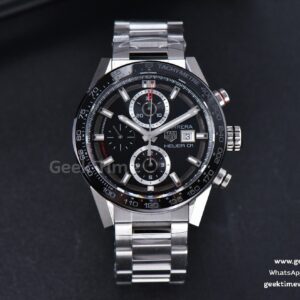 Calibre Heuer 01 Chrono XF 43mm PVD Black Dial SS Bracelet A1887